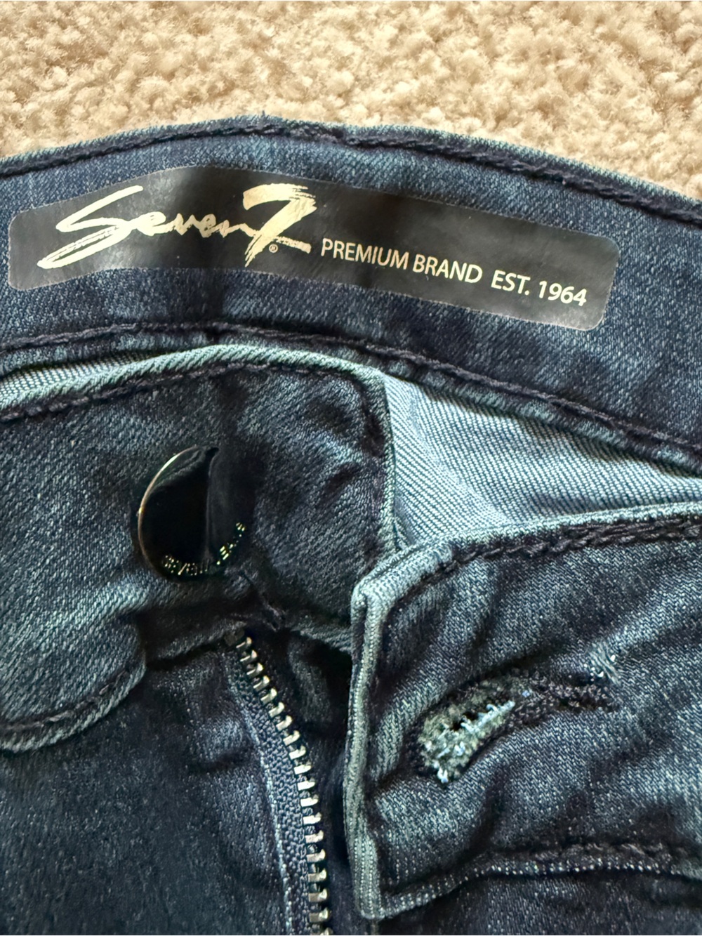 Seven7 Dark Blue Ultra High Rise Skinny Jeans with Lace-Up Detail - Picture 4 of 5